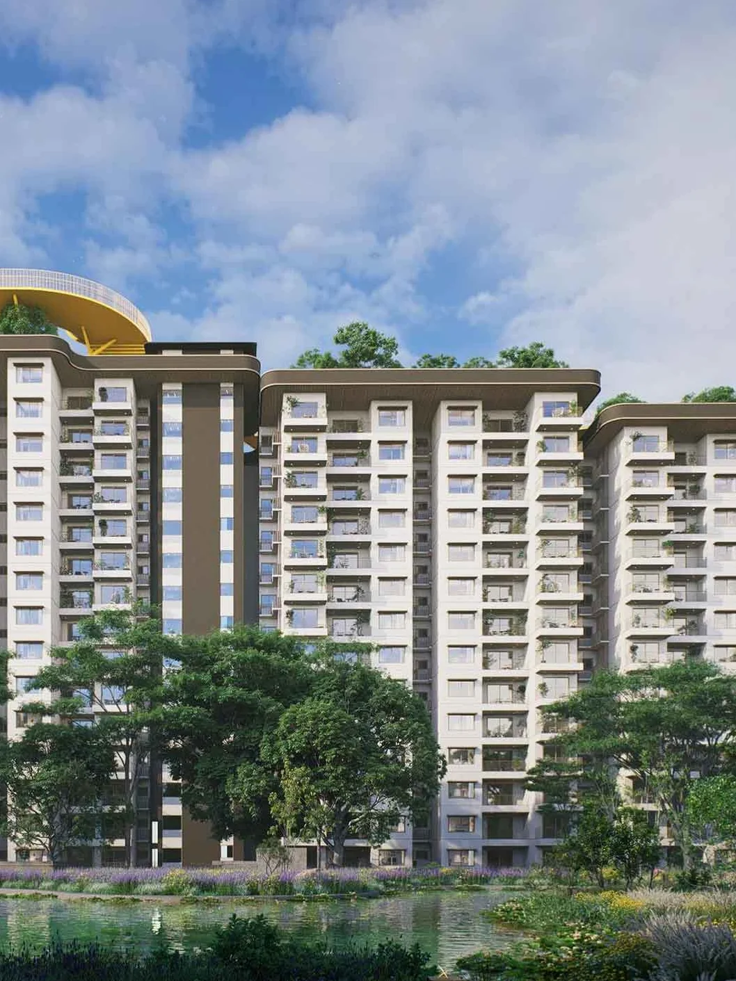 Embassy South Reserve tower elevations above the water, artist impression