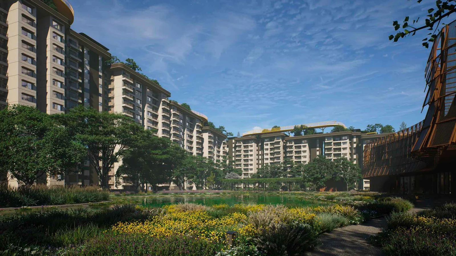 Embassy South Reserve towers stepping down to the lake, artist impression