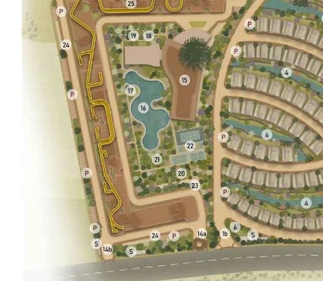 Embassy South Reserve precinct and its Chapparakallu Road frontage on the township master plan