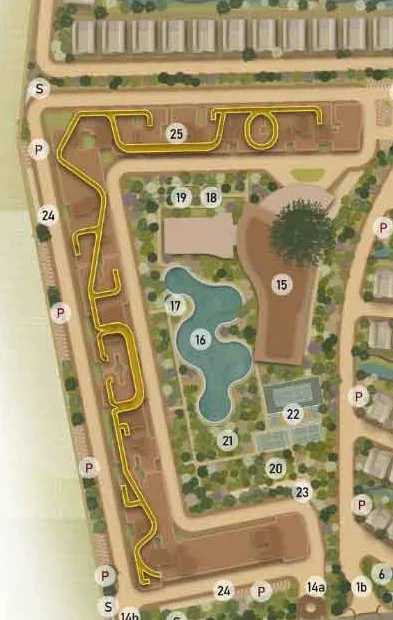 Embassy South Reserve precinct of the Embassy Origins master plan, showing the towers, clubhouse, south lake and ribbon walkway